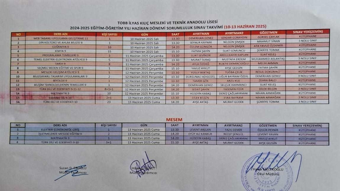 Sorumluluk sınavları takvimi (10-13 HAZİRAN 2025)